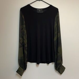 Generation Love black and camo top. Size Large. EUC